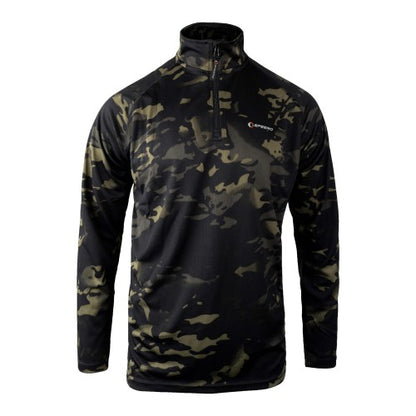 Front - Speero Mens Armour Camo Quarter Zip Midlayer