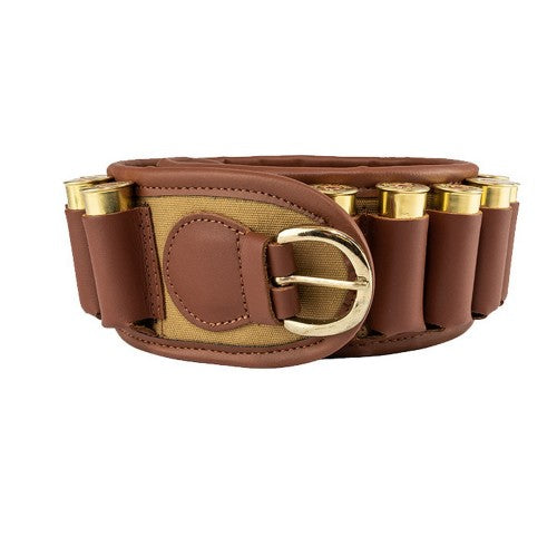Brown - Front - Jack Pyke Plain Cotton Canvas Heavy Duty Cartridge Belt