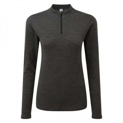 Front - TOG24 Womens/Ladies Nevis Merino Wool Zip Neck Base Layer Top