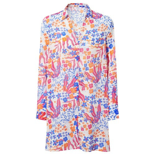 Front - TOG24 Womens/Ladies Launder Flowers Long-Sleeved Shirt Dress