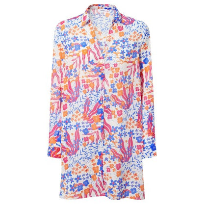 Front - TOG24 Womens/Ladies Launder Flowers Long-Sleeved Shirt Dress