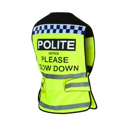 Front - Equisafety Unisex Adult Polite Please Slow Down Hi-Vis Vest