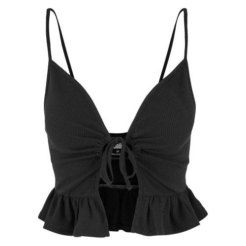 Front - Urban Classics Womens/Ladies Ruffled Waffle Pique Top