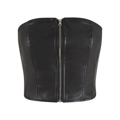 Front - Urban Classics Womens/Ladies Synthetic Leather Bandeau Top