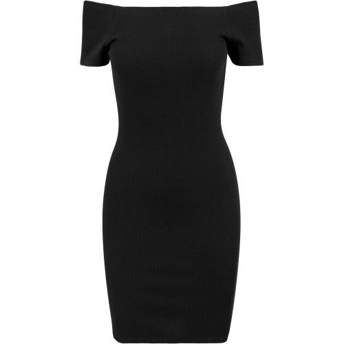 Front - Urban Classics Womens/Ladies Ribbed Off Shoulder Dress
