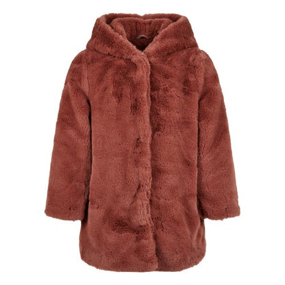 Front - Urban Classics Girls Teddy Fleece Hooded Coat