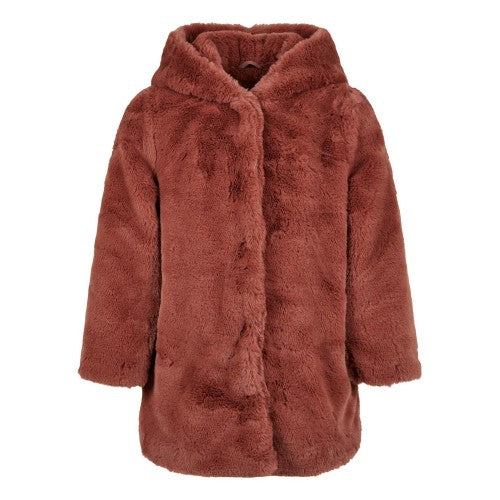 Front - Urban Classics Girls Teddy Fleece Hooded Coat