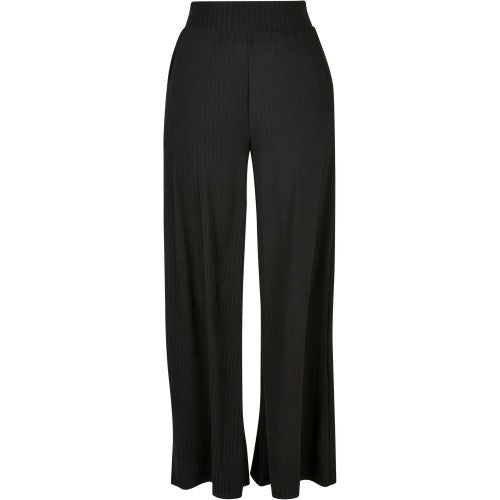 Front - Urban Classics Womens/Ladies Jersey Ribbed Wide Leg Trousers