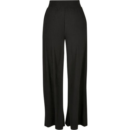 Front - Urban Classics Womens/Ladies Jersey Ribbed Wide Leg Trousers
