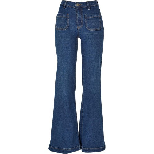 Front - Urban Classics Womens/Ladies Denim Vintage Flared Jeans