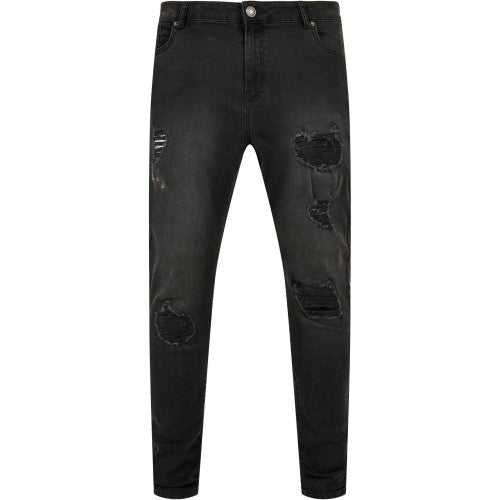 Front - Urban Classics Mens Heavy Destroyed Slim Jeans