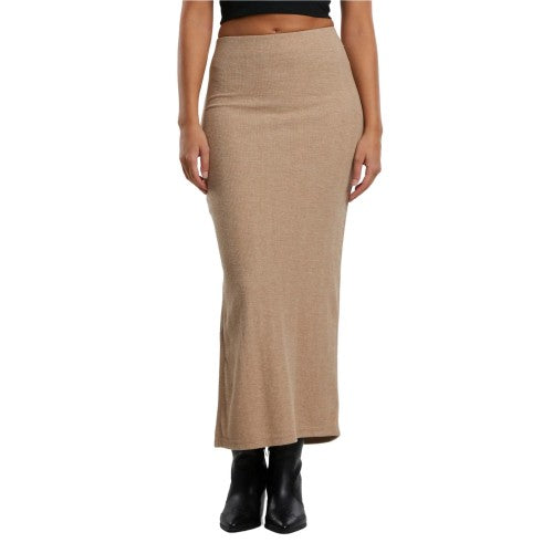 Front - Urban Classics Womens/Ladies Ribbed High Slit Maxi Skirt