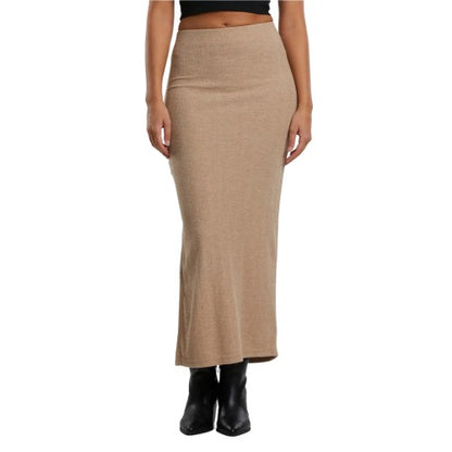 Front - Urban Classics Womens/Ladies Ribbed High Slit Maxi Skirt