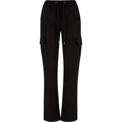 Front - Urban Classics Womens/Ladies Twill High Waist Cargo Trousers