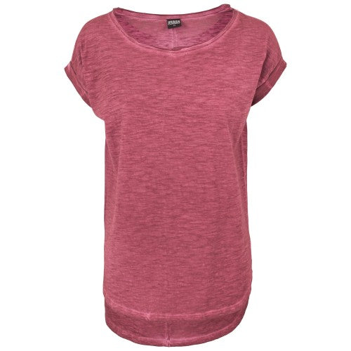 Front - Urban Classics Womens/Ladies Spray Dye Dipped Hem T-Shirt