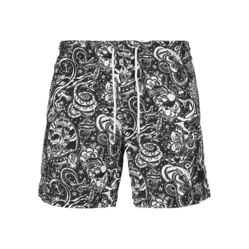 Front - Urban Classics Mens Tattoo Swim Shorts
