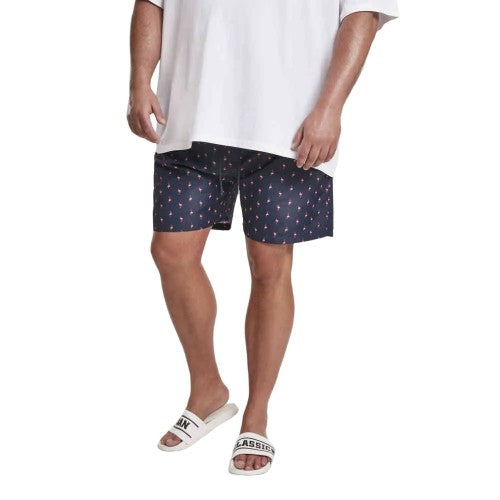 Front - Urban Classics Mens Flamingo Swim Shorts