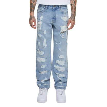 Front - Urban Classics Mens Heavyweight Ripped Straight Jeans