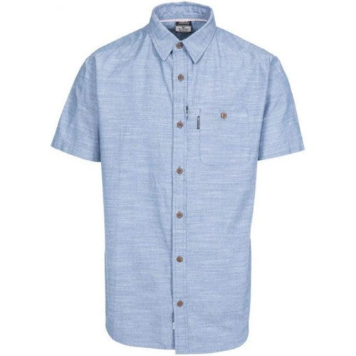 Front - Trespass Mens Slapton Denim Short Sleeve Shirt