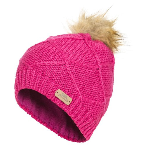 Front - Trespass Childrens Girls Tanisha Faux Fur Winter Beanie