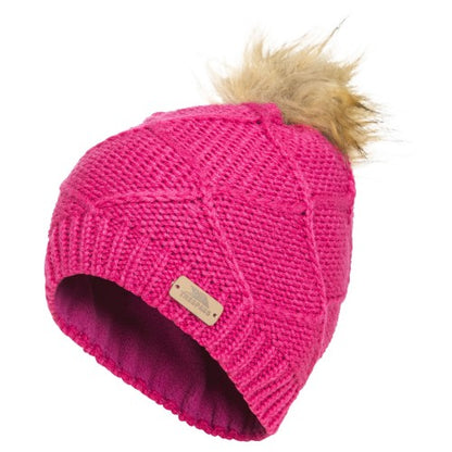 Front - Trespass Childrens Girls Tanisha Faux Fur Winter Beanie