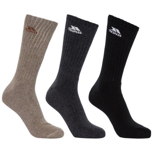 Front - Trespass Mens Torren Cushioned Socks (Pack Of 3)