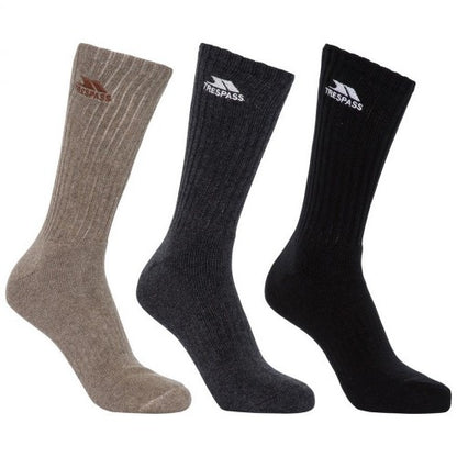 Front - Trespass Mens Torren Cushioned Socks (Pack Of 3)