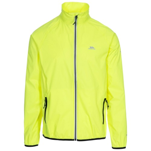 Front - Trespass Mens Retract Hi-Vis Packaway Waterproof Jacket.
