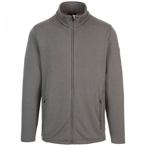Front - Trespass Mens Addleyfield Striped Knitted Fleece Jacket