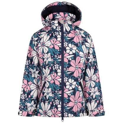 Front - Trespass Girls Marla Flowers Waterproof Jacket