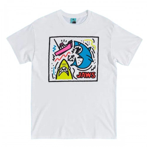 Front - Jaws Unisex Adult Graffiti Cotton T-Shirt