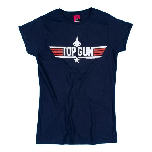 Front - Top Gun Womens/Ladies Maverick Back Print Fitted T-Shirt