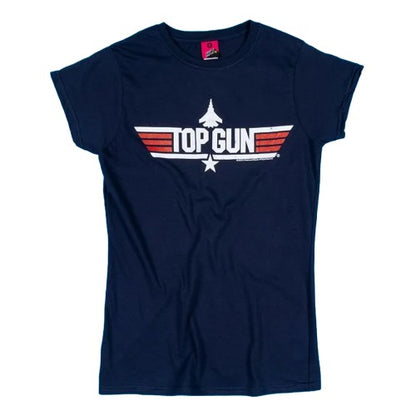 Front - Top Gun Womens/Ladies Maverick Back Print Fitted T-Shirt
