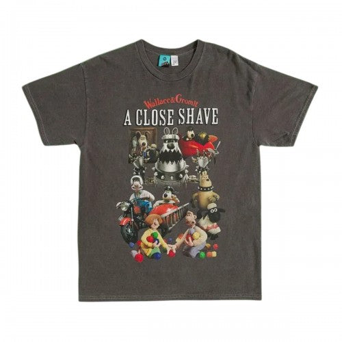 Front - Wallace and Gromit Unisex Adult A Close Shave Montage Vintage Wash Boxy T-Shirt