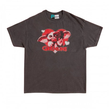 Front - Gremlins Unisex Adult Gizmo Heart Vintage Wash T-Shirt