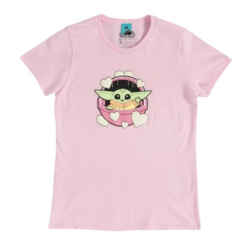 Front - Star Wars The Mandalorian Womens/Ladies Grogu Puff Print Fitted T-Shirt