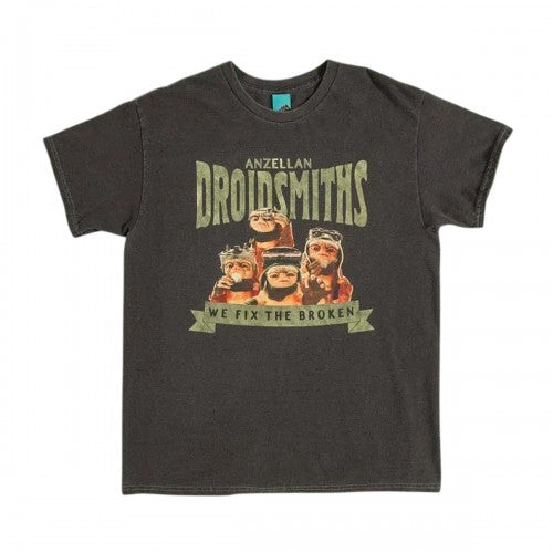 Front - Star Wars The Mandalorian Unisex Adult Anzellan Droidsmiths Vintage Washed T-Shirt