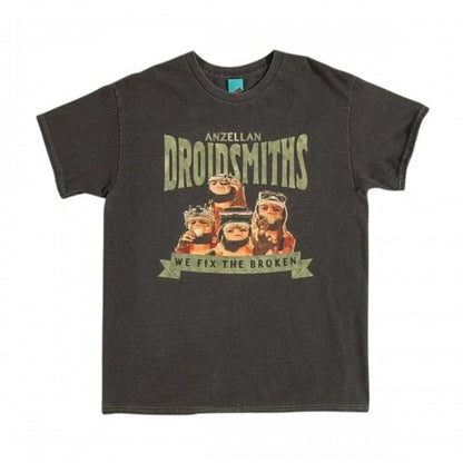Front - Star Wars The Mandalorian Unisex Adult Anzellan Droidsmiths Vintage Washed T-Shirt