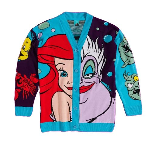 Front - The Little Mermaid Unisex Adult Knitted Oversized Cardigan