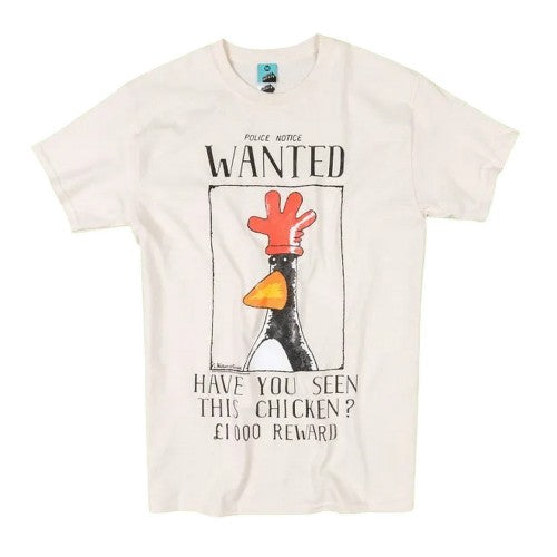 Front - Wallace and Gromit Mens Feathers McGraw Wanted Poster T-Shirt