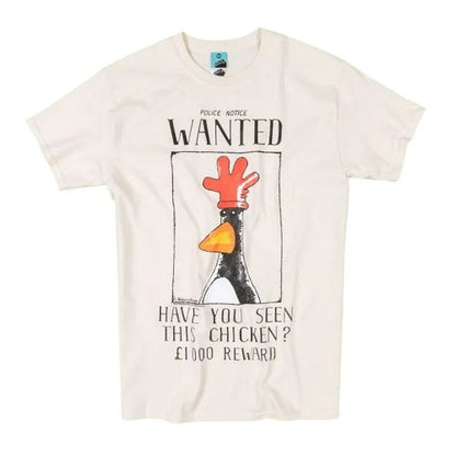 Front - Wallace and Gromit Mens Feathers McGraw Wanted Poster T-Shirt
