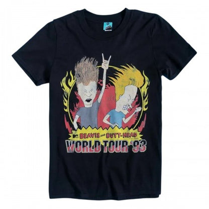 Front - Beavis & Butthead Unisex Adult World Tour 93 Back Print T-Shirt