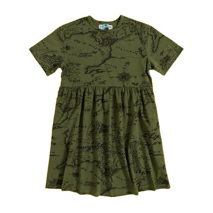 Green - Front - The Lord Of The Rings Womens-Ladies Map Smock Dress