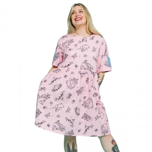 Front - Cinderella Womens/Ladies Fairytale Bows Smock Dress