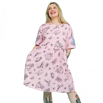 Front - Cinderella Womens/Ladies Fairytale Bows Smock Dress