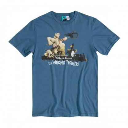 Front - Wallace and Gromit Unisex Adult The Wrong Trousers Train Scene T-Shirt