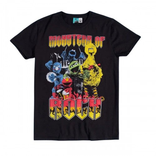 Front - Sesame Street Unisex Adult Monsters Of Rock T-Shirt