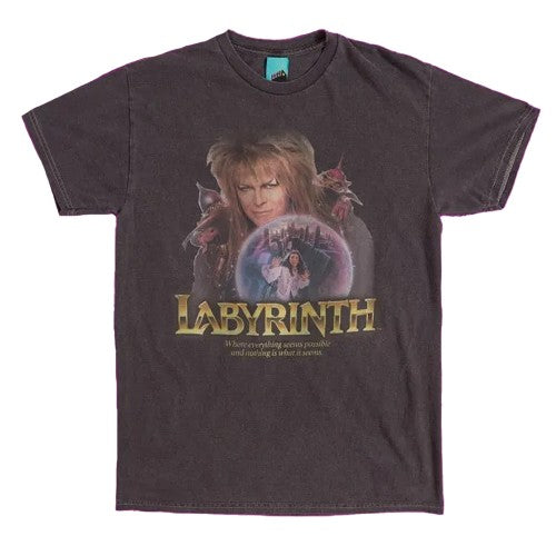 Charcoal - Front - Labyrinth Unisex Adult Jareth The Goblin King Crystal Ball T-Shirt