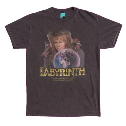 Charcoal - Front - Labyrinth Unisex Adult Jareth The Goblin King Crystal Ball T-Shirt