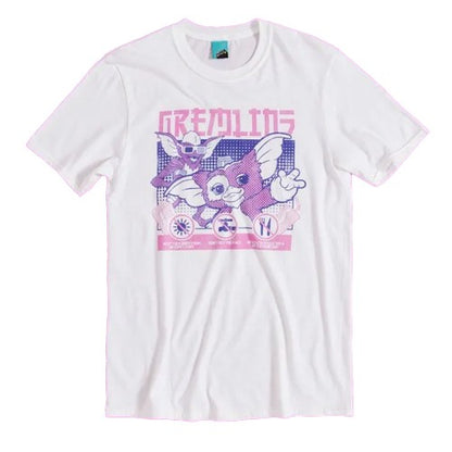 Front - Gremlins Unisex Adult Cyber Stripe & Gizmo T-Shirt